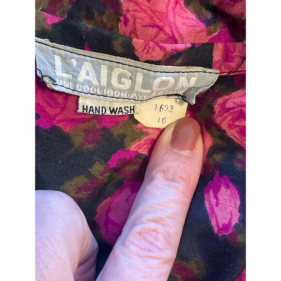 Vintage 1950's Two Piece L'aiglon Dress Jacket Pink Floral Roses Size 8 - Picture 6 of 7